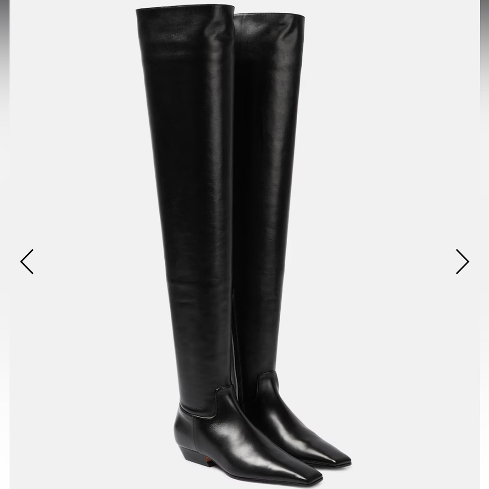 Khaite Marfa Over The Knee Boots in Black Leather - size 39.5